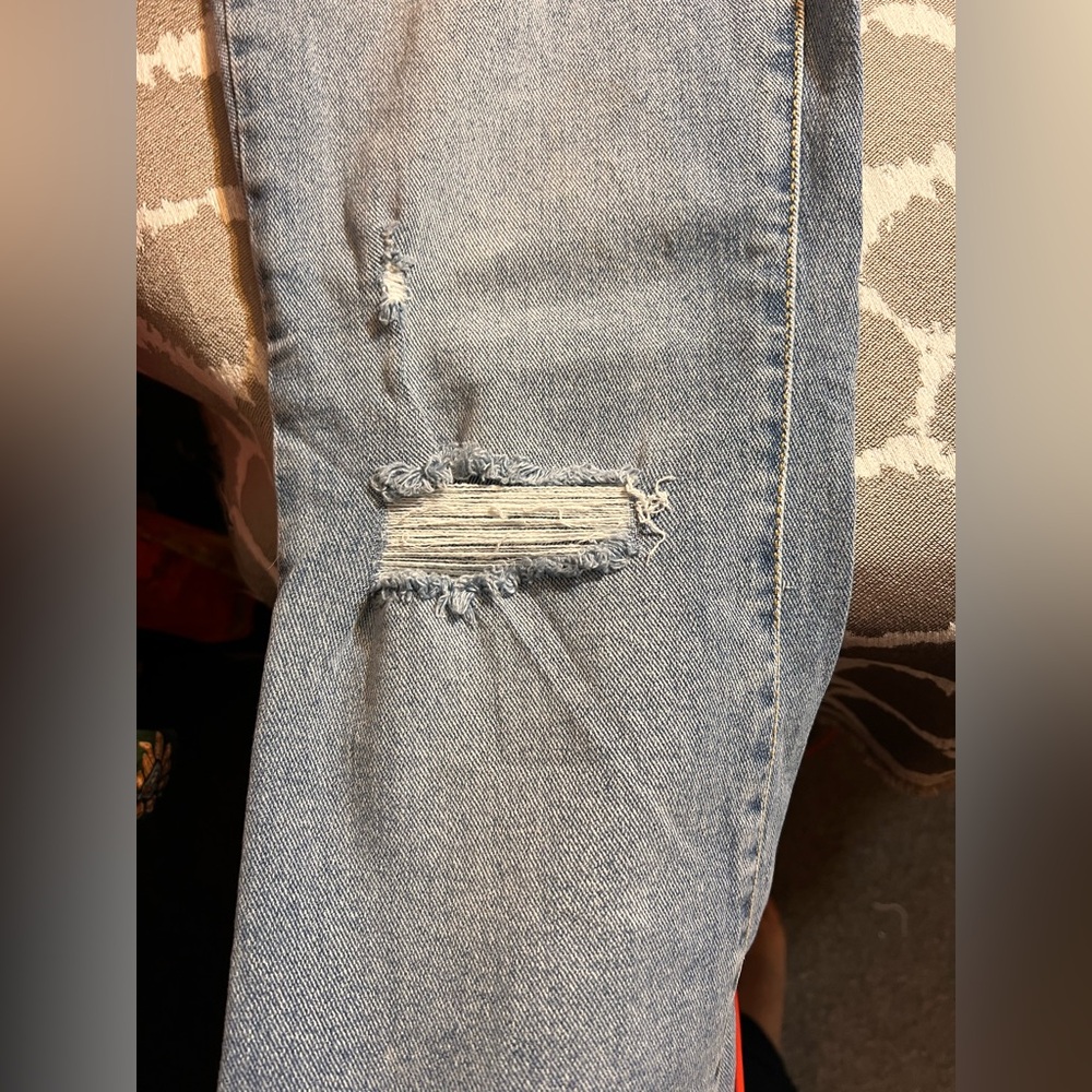 Seven7 Women's Light Blue Distressed Wide Leg Jeans - Picture 6 of 11